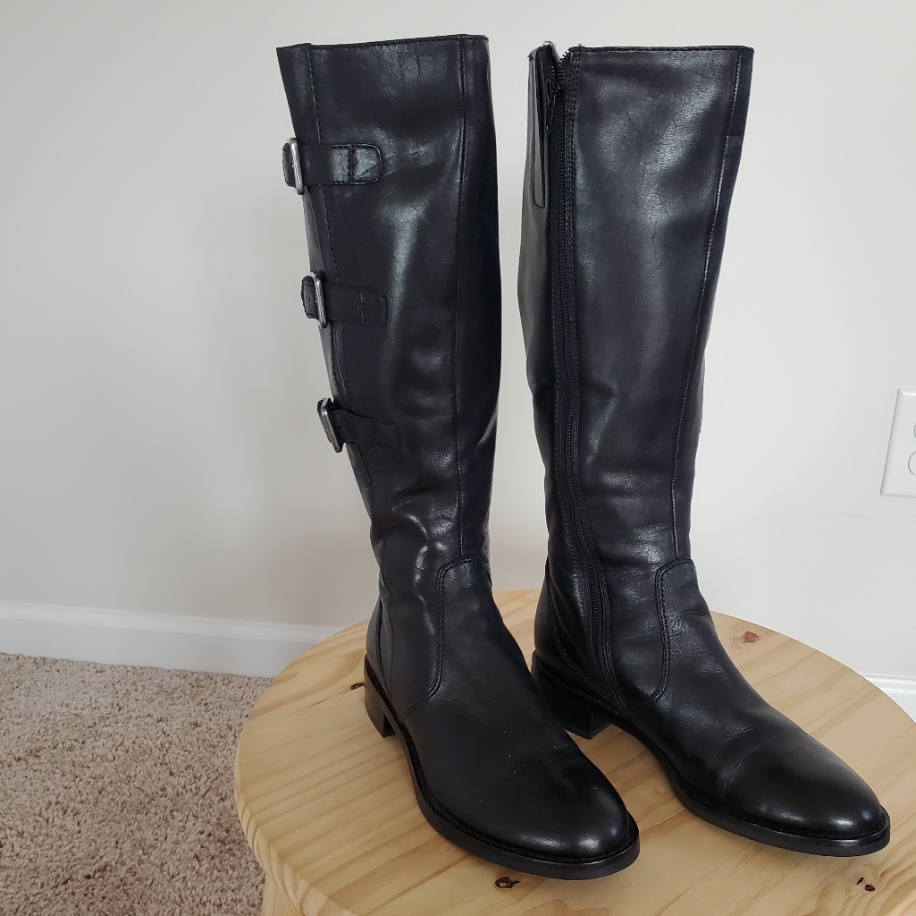 Ecco Leather Black Boots, Size 6.5 (37)